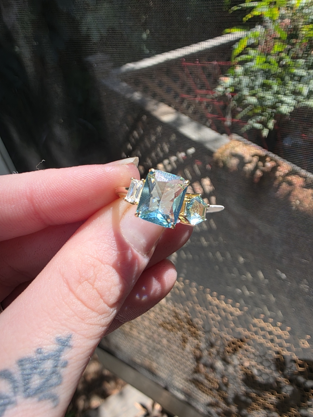 Blue Topaz Three-Stone Ring - Women Jewelry